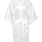 Manito Wedding Whisper Silk Short Kimono robe with delicate floral pattern, lightweight and elegant for bridal or special occasions.