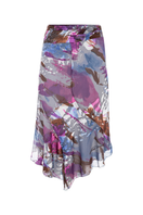 Suncillo Aura midi skirt in soft fabric with a flowy silhouette, shown in a natural pose on a white background.