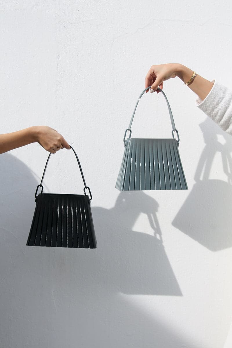 BLACK PLEATED TOP HANDLE BAG - CULT MIA