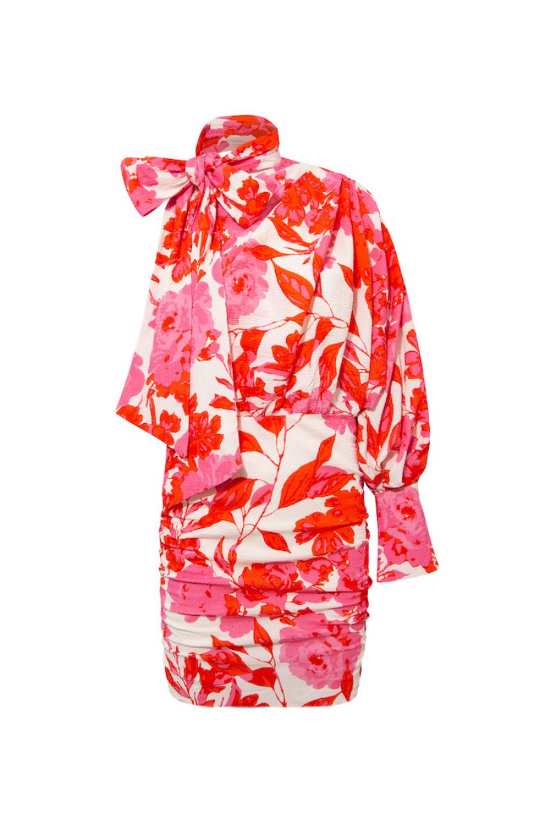 LEANDRA DRESS IN FUCHSIA PRINT - CULT MIA