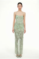 Mint Annabelle Tulle Dress by 21Six, a flowy maxi dress with tulle fabric, perfect for elegant occasions.