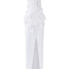 Elegant CULT MIA X 21Six Connie silk satin gown with floral design, featuring a flowing silhouette and intricate detailing.