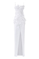Elegant CULT MIA X 21Six Connie silk satin gown with floral design, featuring a flowing silhouette and intricate detailing.