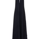 Black Baobab Rondine maxi dress displayed on a model with flowing fabric and elegant design.