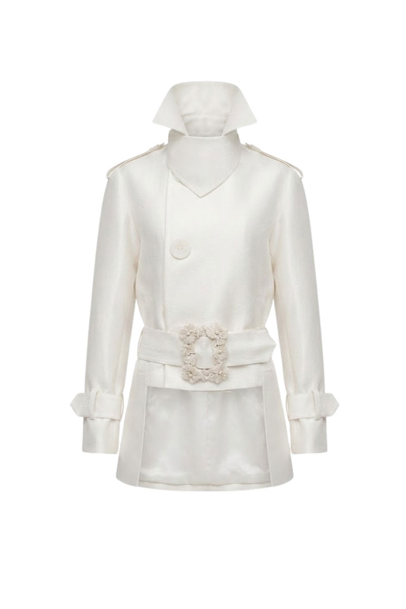White Plan Aurora Sculpted Jacket featuring a sleek design with tailored fit and stylish detailing.