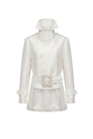 White Plan Aurora Sculpted Jacket, stylish women's jacket with a fitted design and modern silhouette, shown in a sleek, sculpted style.