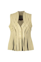 Double A Brianna leather vest in butter yellow, sleeveless design with a smooth leather finish, styled on a mannequin.