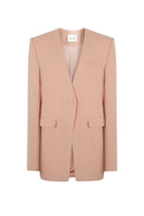 LEKIEU Cheddar Coral blazer featuring a tailored fit, notched lapel, and vibrant coral color for stylish office or casual wear.