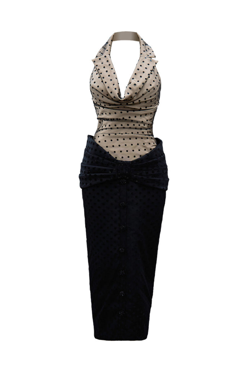 Do Long Chronique Midi Dress featuring a flowy fabric and elegant silhouette, perfect for stylish occasions.