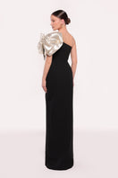 Tarık Ediz black and gold gown, Layla Dress, featuring elegant fabric and intricate gold detailing, perfect for formal occasions.