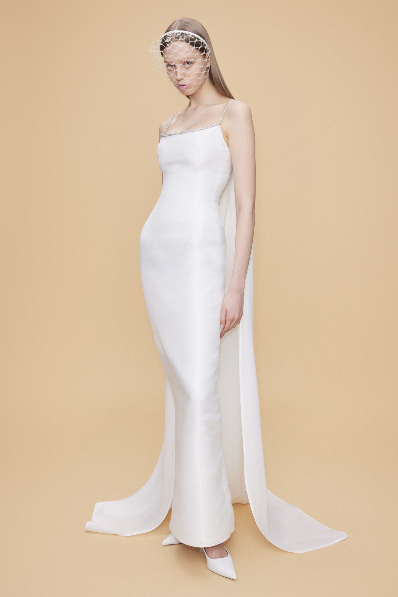 LIQUID ORGANZA SCULPT DRESS WITH CAPE AT THE BACK | CULT MIA LIQUID ORGANZA SCULPT DRESS WITH CAPE AT THE BACK | CULT MIA