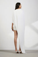 Deme By Gabriella Alexandra mini dress in light fabric with a fitted waist and short sleeves, displayed on a hanger.