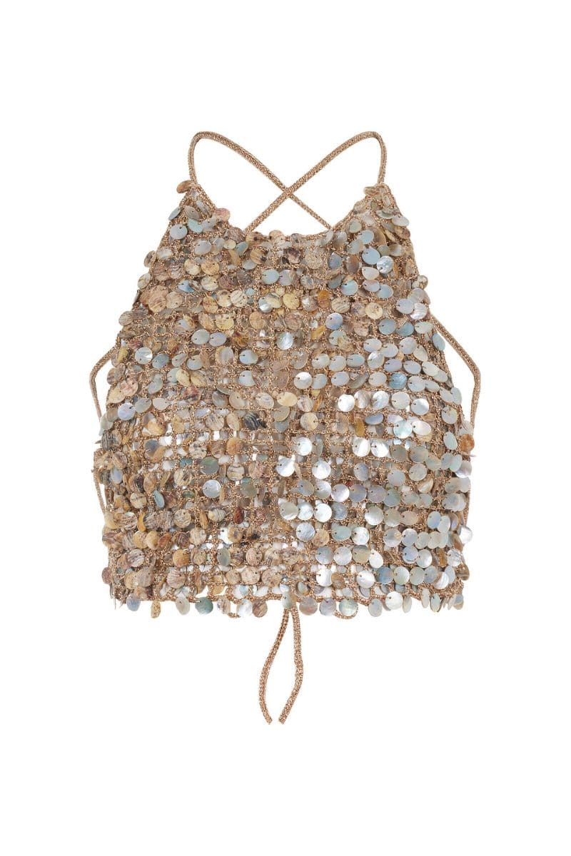 CROCHET MOTHER OF PEARL TOP - CULT MIA