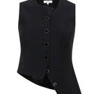 Black Calin asymmetric tie vest by Sélone, stylish sleeveless vest with unique asymmetric design, perfect for layered fashion looks.