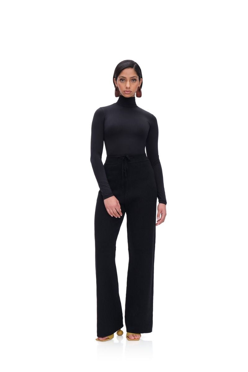 COLLO TURTLENECK MESH BODYSUIT IN ONYX - CULT MIA