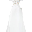 White satin taffeta gown by Lune De Soie featuring a flowing design and elegant fit.