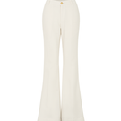White LUNARIA trousers by POEM, stylish pants featuring a tailored fit and soft fabric, shown on a model.