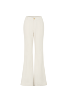 White LUNARIA trousers by POEM, stylish pants featuring a tailored fit and soft fabric, shown on a model.