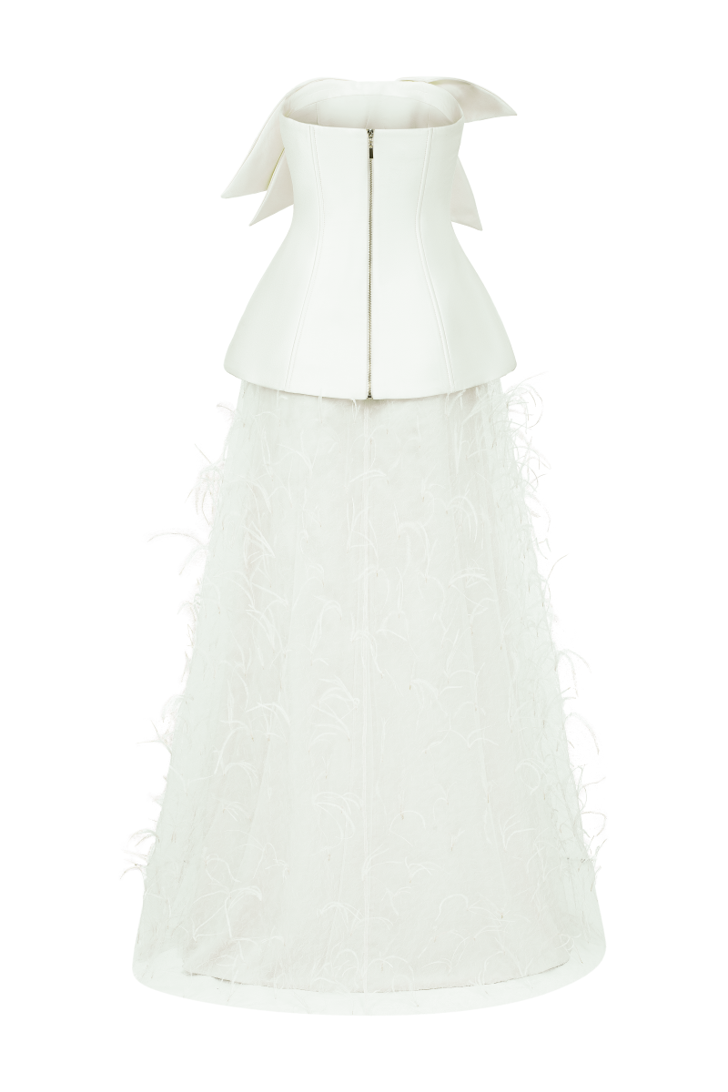 Elegant Colette taffeta and tulle gown by 21Six featuring a flowing silhouette and intricate fabric details.
