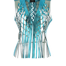 Double A Attalea leather vest in vibrant electric blue, showcasing smooth texture and fitted design on a mannequin.