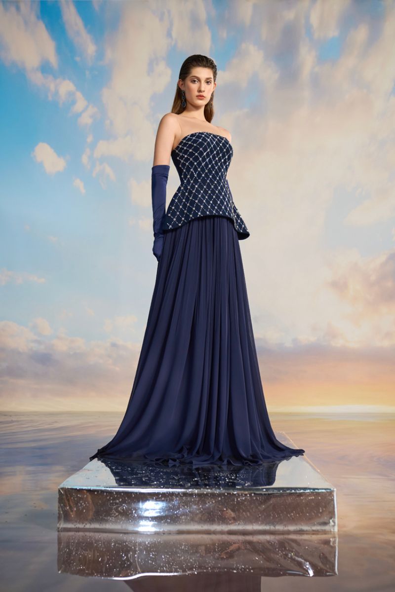 TAYLOR CREPE MIXED CHIFFON FLARED MAXI DRESS - CULT MIA