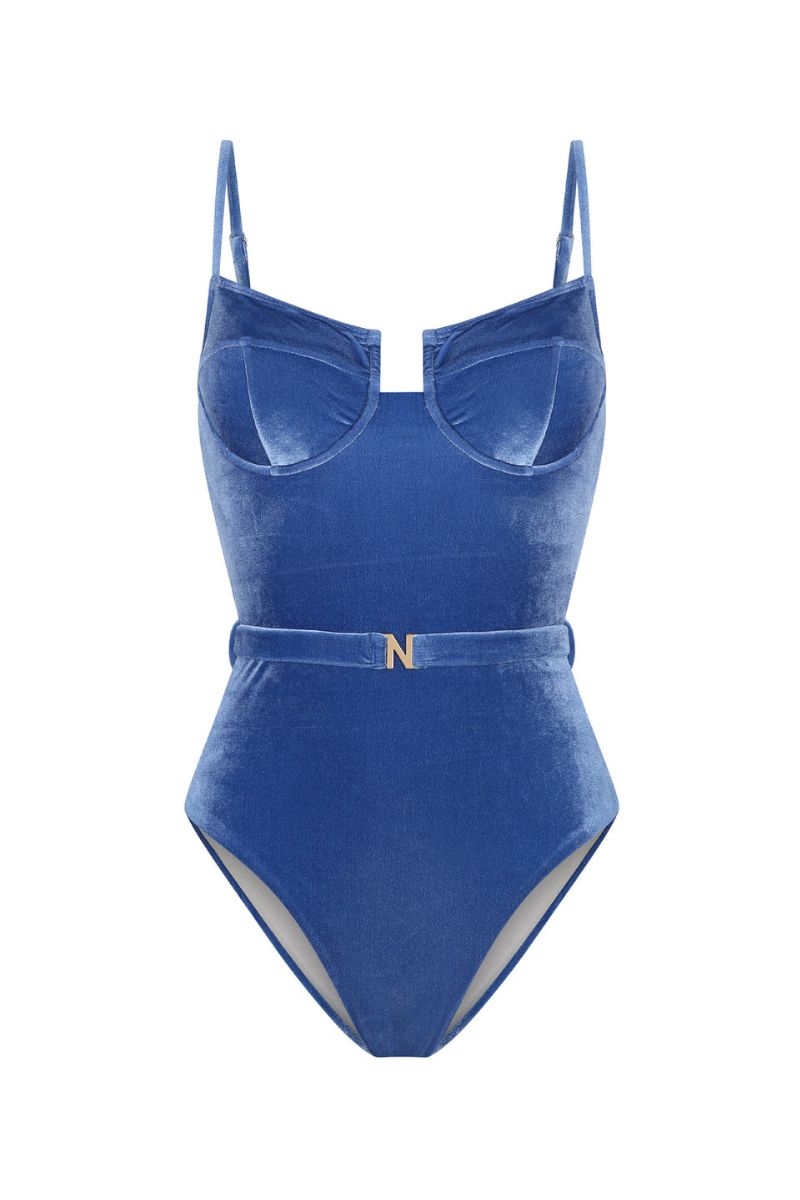Nelblu Arena one-piece swimsuit in Atlantic color, showcasing a stylish and comfortable design perfect for swimming and beachwear.