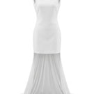 White Plan Ondine Dress mini dress with flowy fabric and stylish design, shown on a model on a white background.