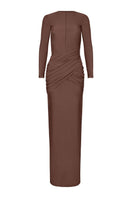 LEDIEL Martinica Mocha gown featuring a flowing silhouette and elegant fabric, perfect for formal occasions.