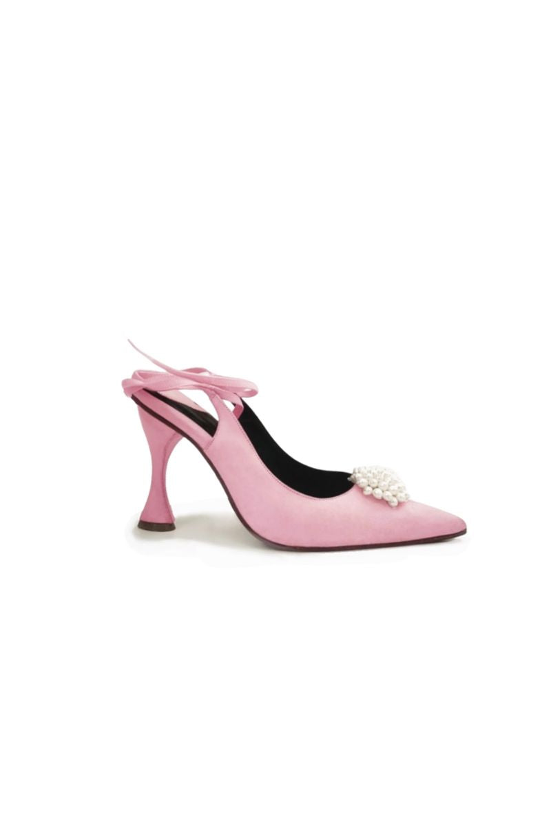 Christin Wu Nina Pearl embroidered heels with intricate pearl and embroidery details, stylish and elegant footwear for special occasions.