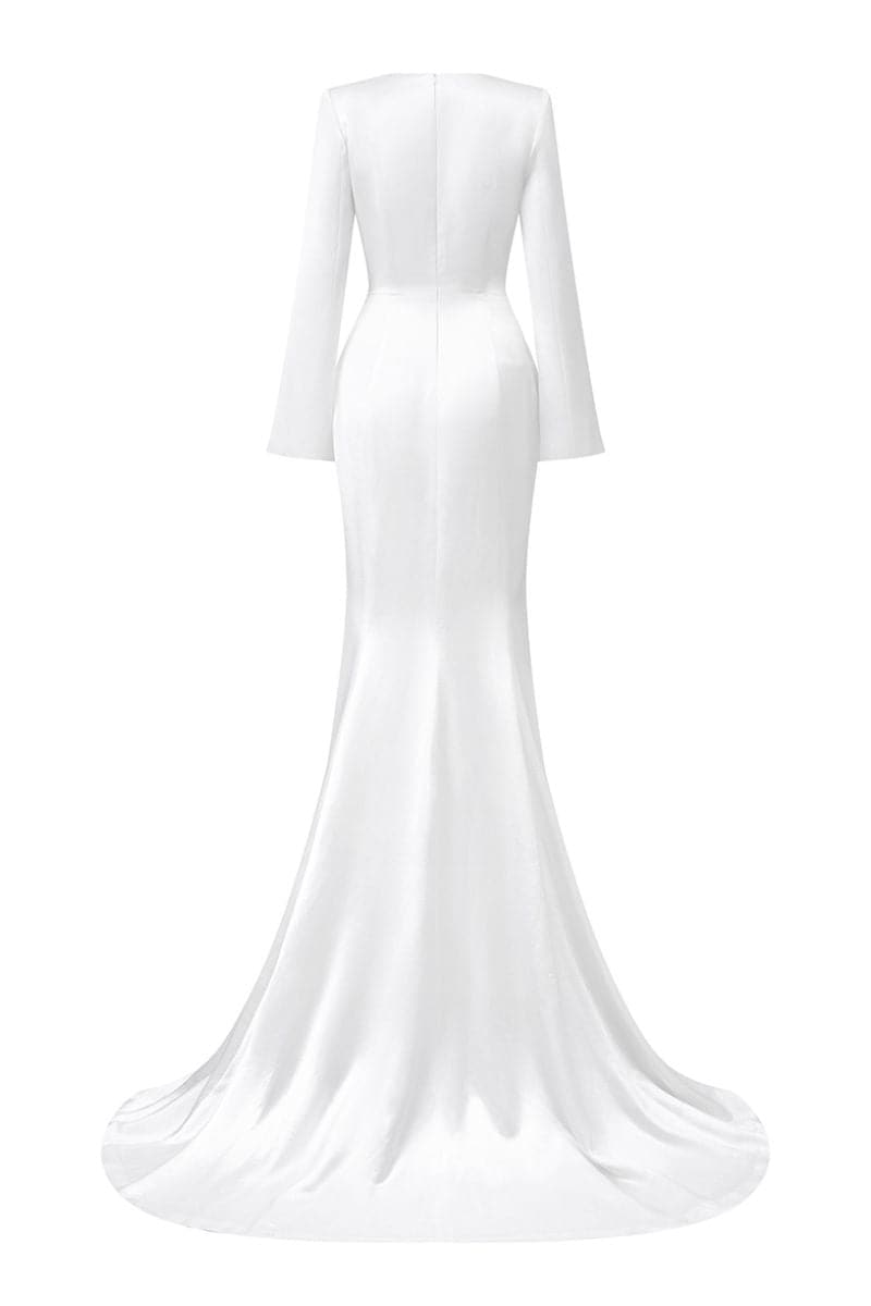 TRAPEZE LONG SLEEVES MULLET SILK GOWN - CULT MIA