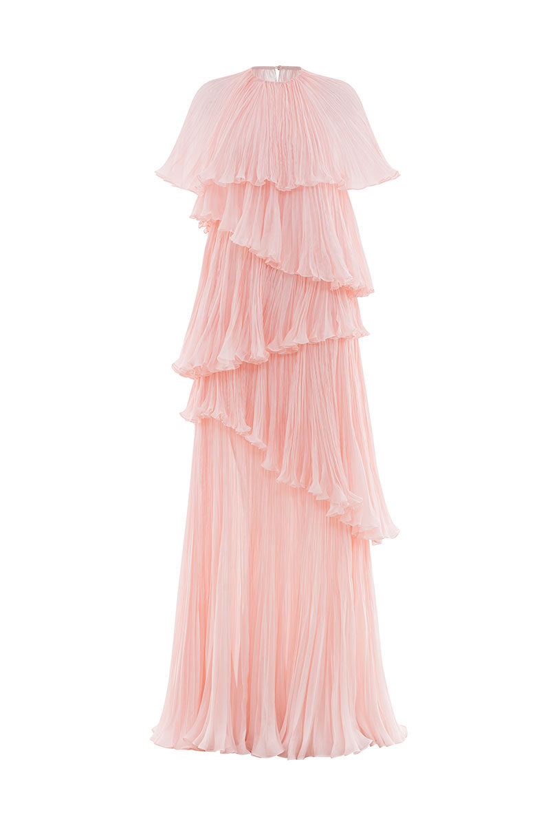 tiered pleated maxi dress PINK | CULT MIA 43