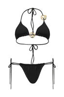 Black Selina bikini from Laura Escobar featuring a sleek, stylish design with adjustable straps and modern swimwear style.