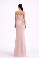 Nihan Peker pink gown with soft fabric, flowing design, and elegant style, perfect for formal or special occasions.
