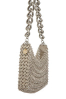 Silvia Gnecchi Amata Chain Shoulder Bag with gold chain strap and black leather exterior, elegant and stylish for everyday use.