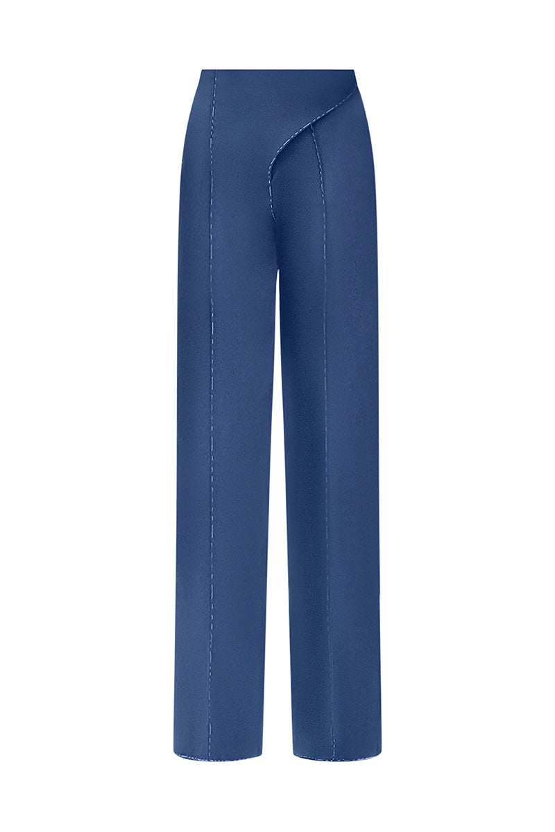 ELONGATED STRAIGHT SLIM LEG CREPE ANKLE LENGTH PANTS - CULT MIA