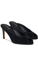 Black RIVA heels by 10TH FLOOR featuring a sleek design and pointed toe, perfect for stylish formal or evening wear.