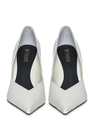 White 10TH FLOOR Uptown heel shoes with a sleek design, showcasing the elegant high heel and stylish ankle strap.