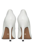 White 10th Floor Uptown heel in a stylish high-heeled shoe design with sleek straps and pointed toe.