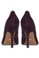 Pair of 10th Floor burgundy UPTOWN heels with pointed toes and stiletto heels, displayed on a neutral background.