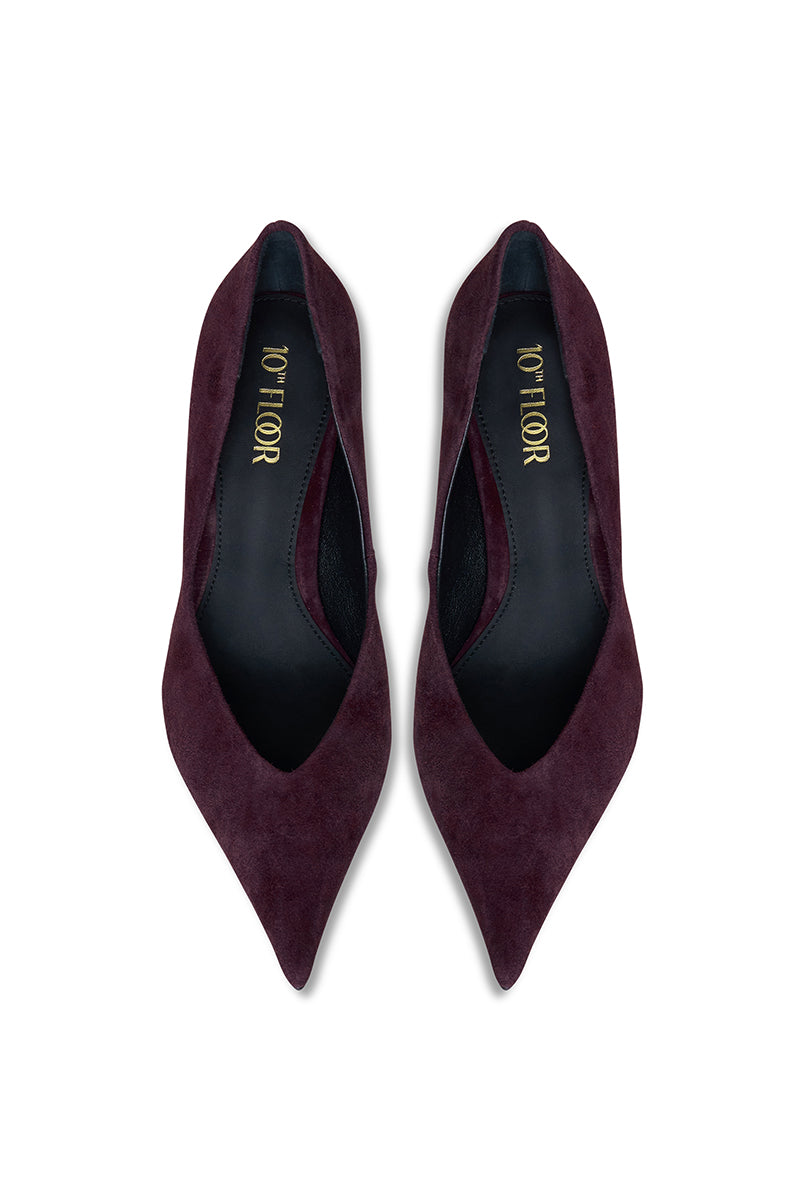 10th Floor burgundy heels featuring a stylish uptown heel design with sleek leather finish and elegant silhouette.