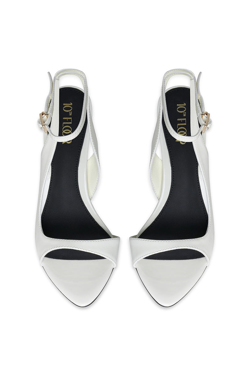 White 10th Floor MIDNIGHTS HEEL in classic style, featuring a sleek heel and elegant design perfect for formal occasions.