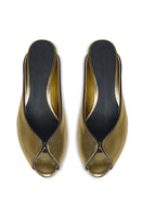 Gold RIVA heel by 10TH FLOOR featuring a sleek stiletto design and elegant ankle strap.