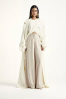 Deme By Gabriella Laurie co-ord set in off white and beige, featuring matching top and pants with a casual, stylish look.