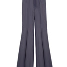 Purple high-waisted sheer pants by Kris Marán displayed on a model, showcasing the lightweight, see-through fabric and stylish fit.
