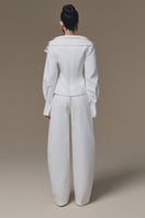 White Selena shirt by Keira Tong, featuring a classic button-up design and tailored fit, shown on a model.
