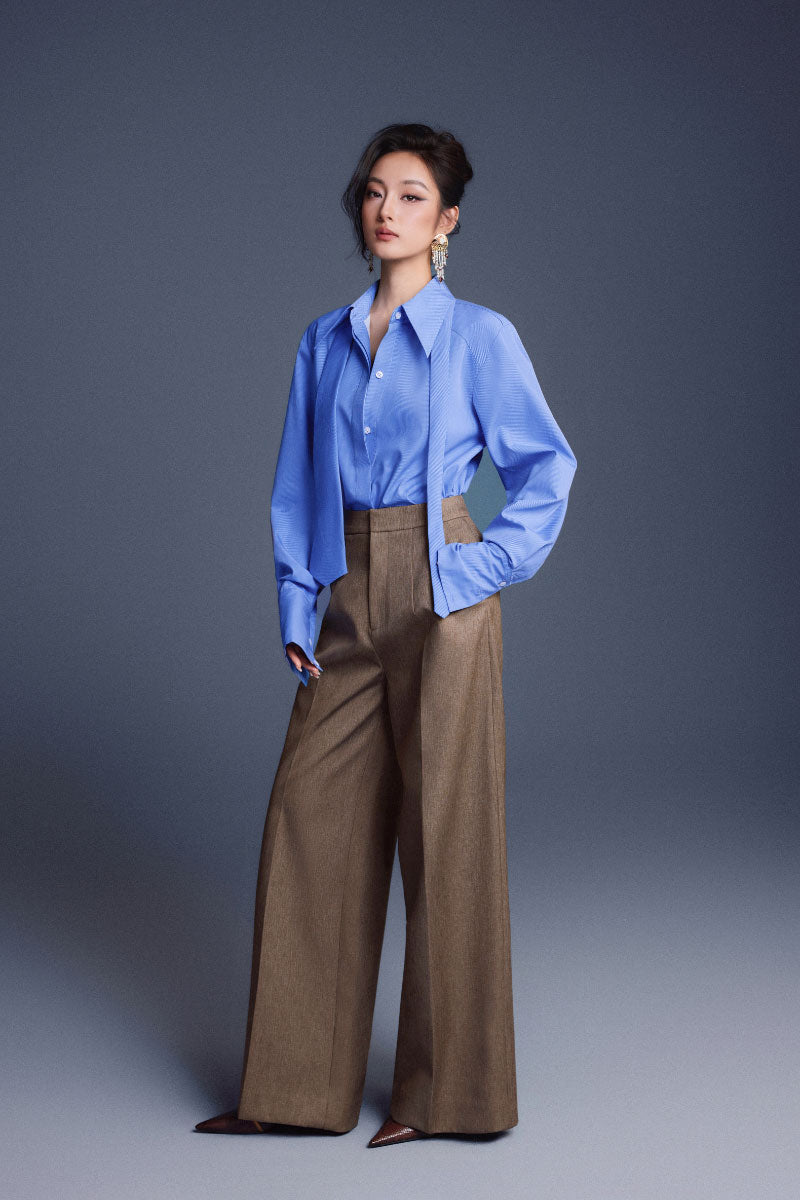 Blue New Thera shirt by Keira Tong, featuring a casual shirt design with a relaxed fit and button-up front.