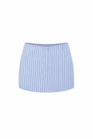 Blue minimal stripe skort from Keira Tong, featuring a stylish design with a striped pattern and tailored fit.