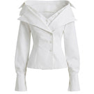 White Selena shirt by Keira Tong, featuring a classic design with a relaxed fit and button-up front.