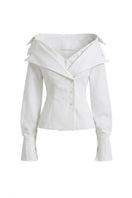 White Selena shirt by Keira Tong, featuring a classic design with a relaxed fit and button-up front.