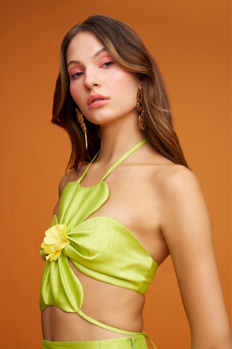 MAGNOLIA GREEN FLORAL TOP - CULT MIA